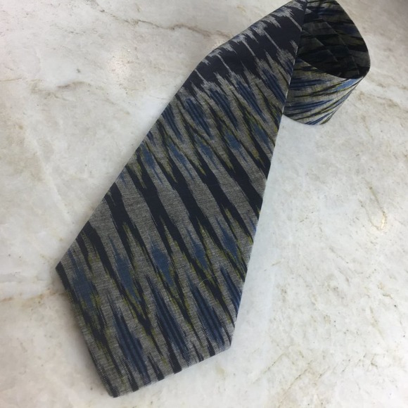 IVANO'S BLACK BLUE GRAY TIE - Picture 8 of 9